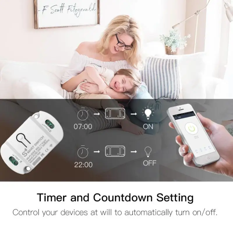 Модуль переключателя tuya smart life с Wi-Fi 10 А совместимый Alexa модуль Google Switch для