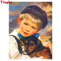 diy diamond embroidery little boy and pet dog mosaic picture diamond painting rhinestone picture pasted cross stitch kits