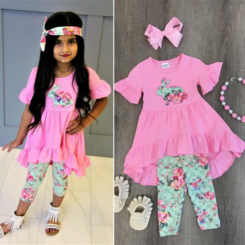 Emmaaby/Пасхальное платье с короткими рукавами и цветочным принтом для маленьких