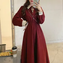 Fairy Vintage Dress Women Autumn Long Sleeve Retro French Elegant Dress Female Casual Party One-Piece Dress Korean 2021 Autumn