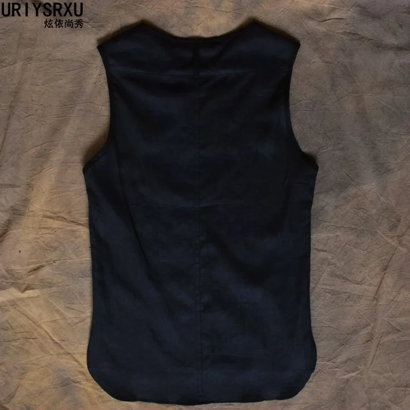 Передняя короткая задняя длинная льняная тонкая майка мужская рубашка без