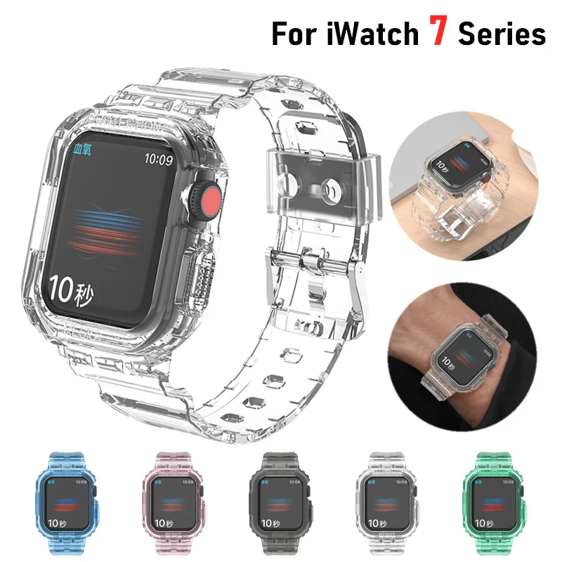 

Ремешок из ТПУ для Apple Watch 41 мм 45 мм, силиконовый сменный Браслет для iWatch Series 7