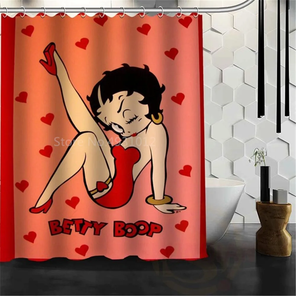 

Custom The betty boop Waterproof Fabric Bath Shower Curtain Mildewproof Polyester Bathroom Drop Shipping