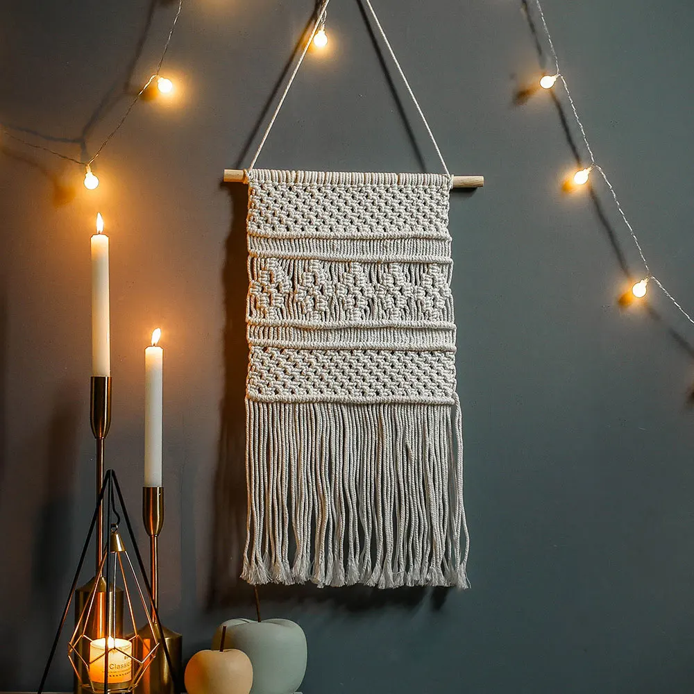 

Wall Hanging Macrame Tapestry Hand-woven Boho Crafts Decoration Chic Room Bedroom Geometric Decoration Macrame Tapestry