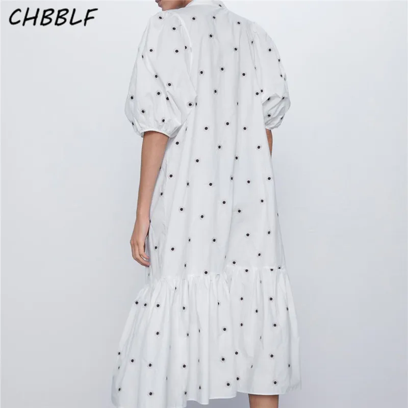 

CHBBLF женское платье миди с круглым вырезом, женские повседневные шикарные платья с коротким рукавом, платья POP2858