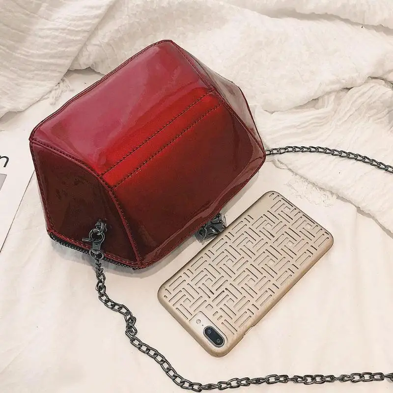 WEIXIER новая простая мини-сумка из лакированной кожи в стиле ретро с цепочкой через