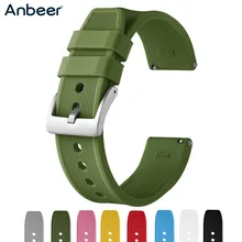 Anbeer Silicone Watchband 18mm 20mm 22mm 24mm Green Blue Sport Strap Quick Release Rubber Replacement Men Smart Watches Bracelet