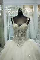 bling bling rhinestone crystals wedding dresses with detachable skirts gorgeous a line spaghetti sweep train bridal gowns