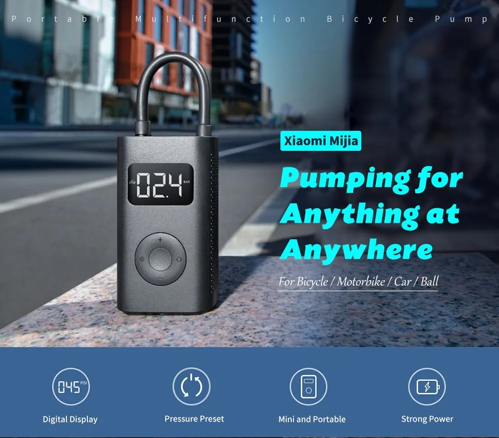 Xiaomi MiJIA велосипедный насос 150PSI 2000mAh микро USB зарядка алюминиевый сплав воздушный
