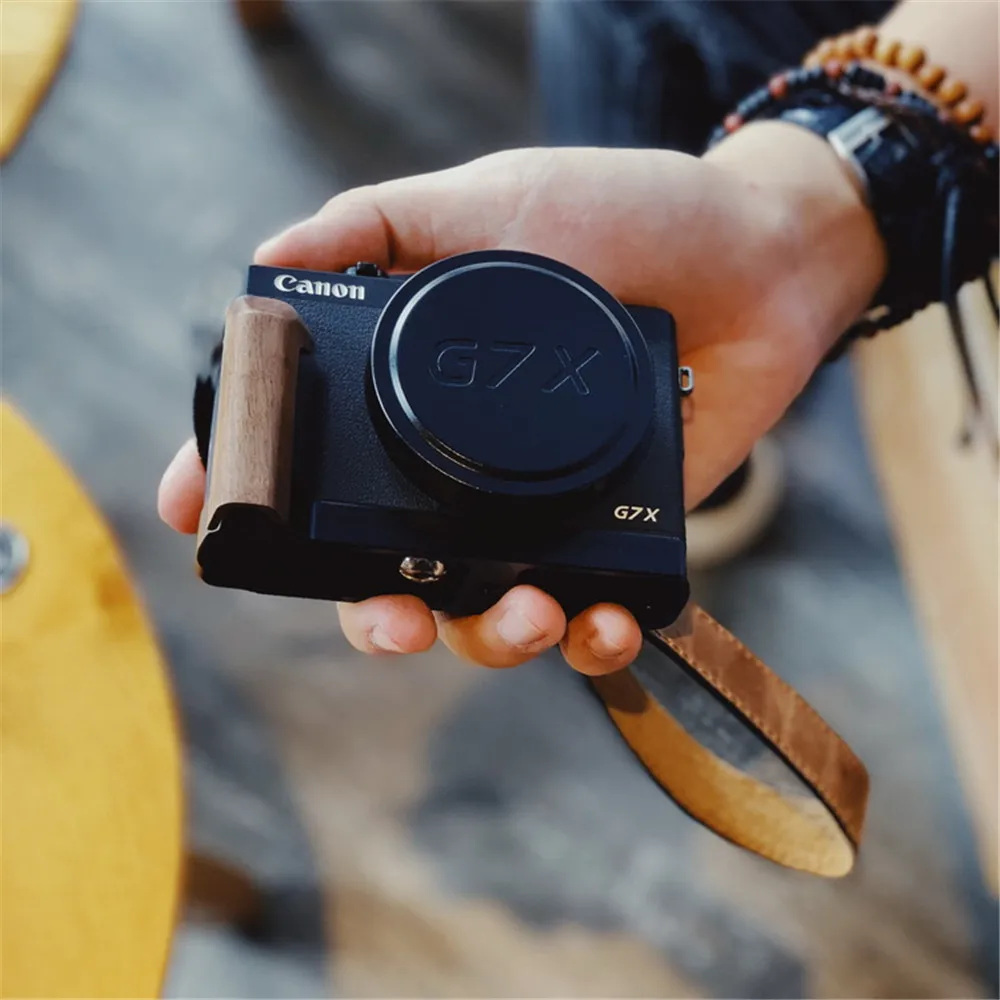 Walnut Деревянная рукоятка с алюминиевой основой Кронштейн для CANON G7X - Цвет: Walnut