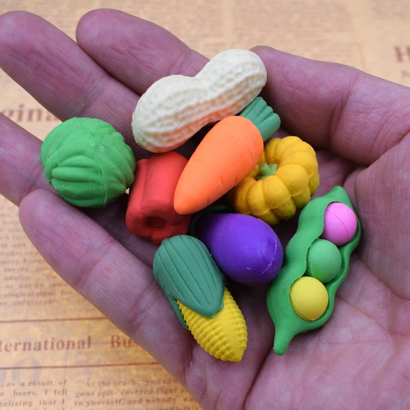 Милый цветной карандаш (4 шт./лот) новинка маленькие Ластики для фруктов овощей