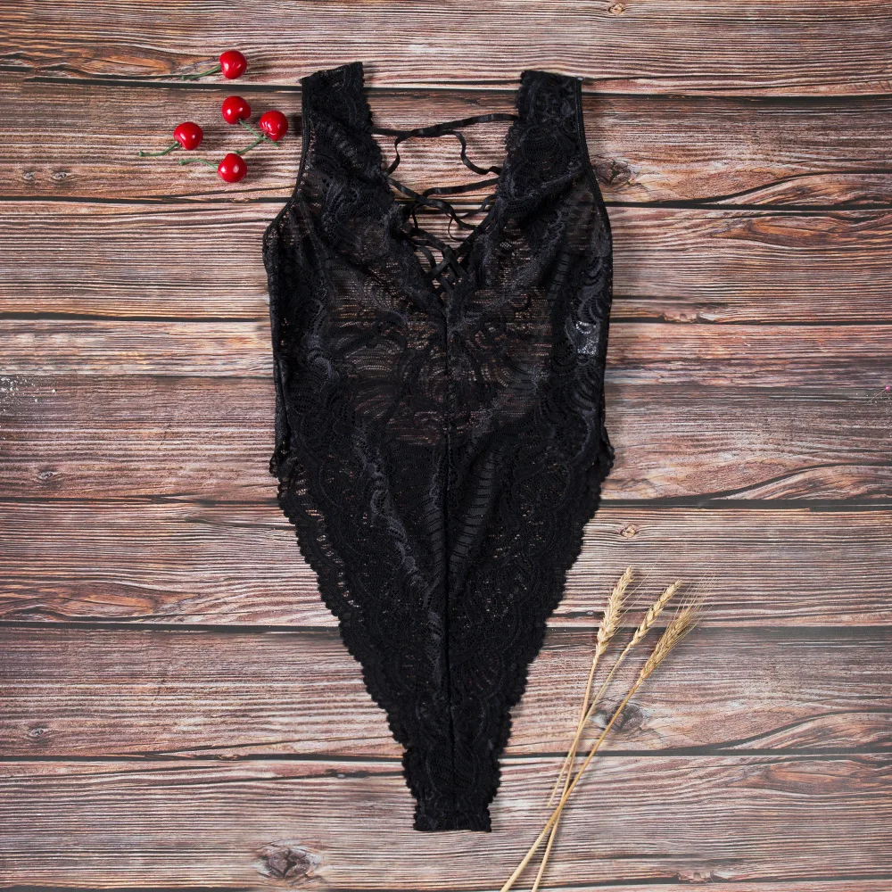 

Women's Underwear Transparent Sexy Lingerie Lace Chest Strap Catsuit Lingerie Bodysuit Women Exotic Costumes Sensual Lingerie