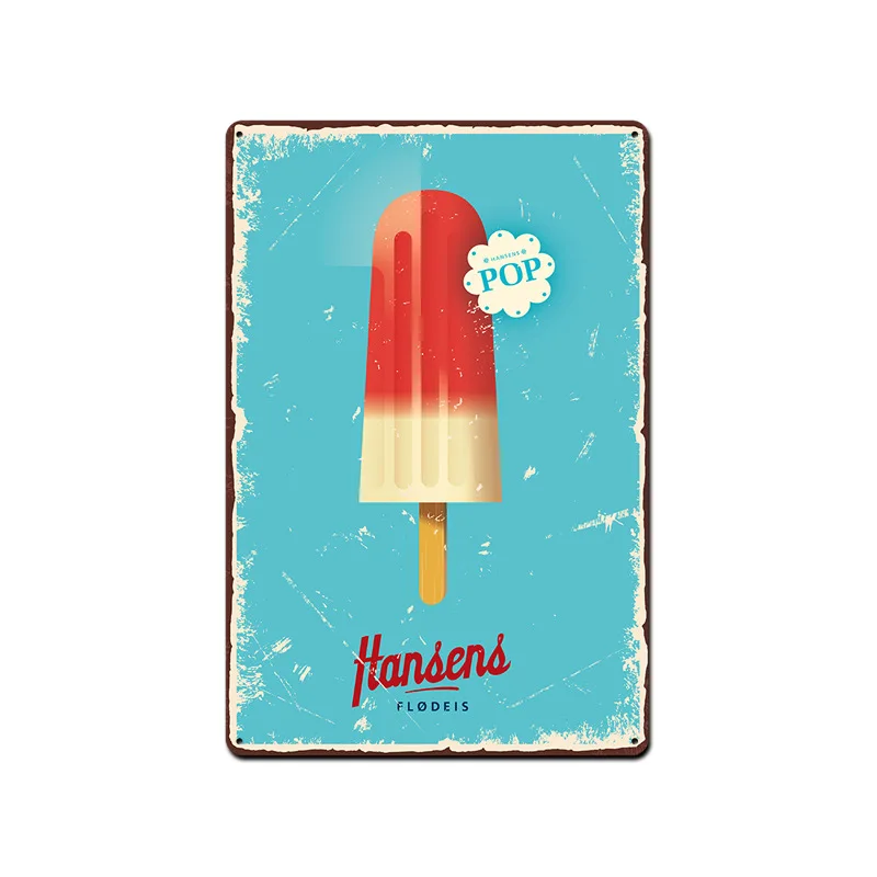 Летний крутой винтажный жестяной знак с мороженым украшение для дома