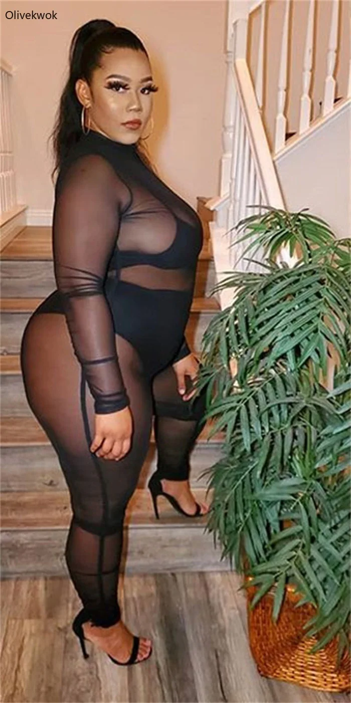 Olivekwok размера плюс сексуальные вечерние костюмы для ночного клуба Комбинезоны с