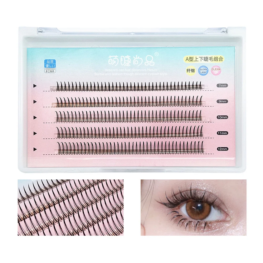 

A-shaped Upper And Lower Eyelashes Combination Set Fiave Rows Mixed 7/9/10/11/12mm False Eyelashes Can Grafted And Worn Daily