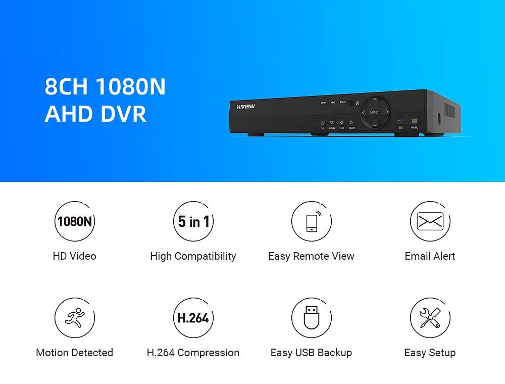 H. VIEW AHD DVR 8ch 4ch рекордер наблюдения 1 ТБ HDD AHD DVR 8ch 4ch рекордер наблюдения для аналоговой TVI CVI IP камеры