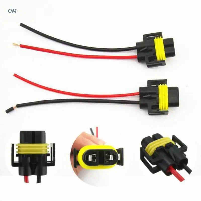 

13MF 2pcs H11 H8 880 881 High Temperature Ceramic Wire Harness Socket Female Adapter for Headlight Fog Light