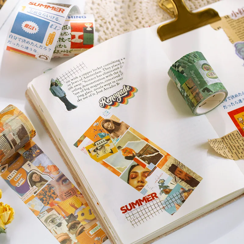 Винтажная цветная креативная иллюстрация серии Washi лента индивидуальный коллаж