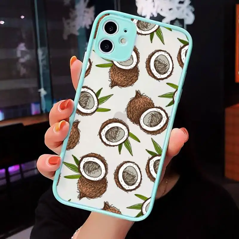 

Summer beach fruit coconut Phone Cases matte transparent For iphone 7 8 11 12 plus mini x xs xr pro max cover