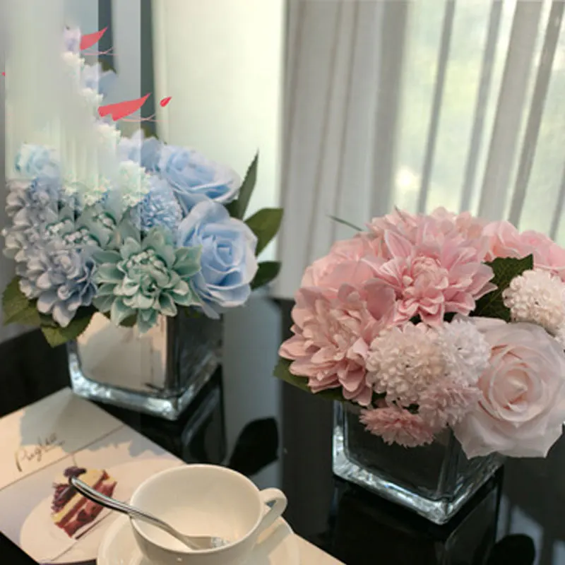 

Искусственный цветок, украшение для гостиной, искусственный цветочный букет в горшке, украшение для обеденного стола, маленькая свежая Ска...