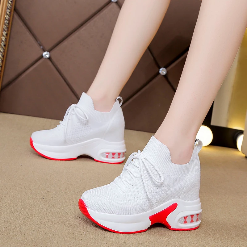Girl Sneakers Shoes Women White/Black /Red Breathable Autumn Casual Female Colors Heels Zapatillas Mujer | Обувь