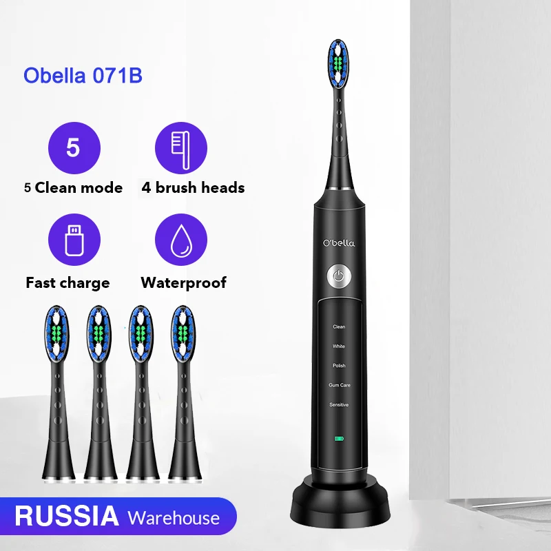 Ультразвуковая электрическая зубная щетка O'BELLA 071B 48000 об/мин водонепроницаемая