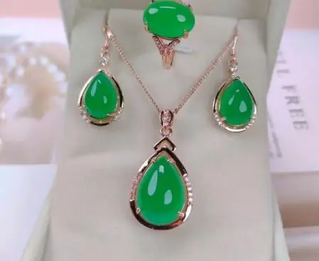 Серьги из серебра 925 пробы с зеленым и розовым агатом Нефритовая серьга комплект
