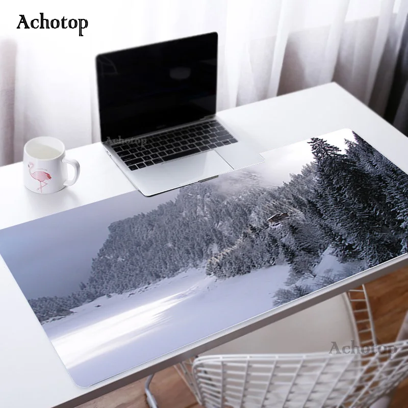 

Blue Forest Snow Large Gaming Mouse Pad Computer Mousepad Waterproof Multi-size Natural Rubber Desk Mat Locking Edge Play Mat