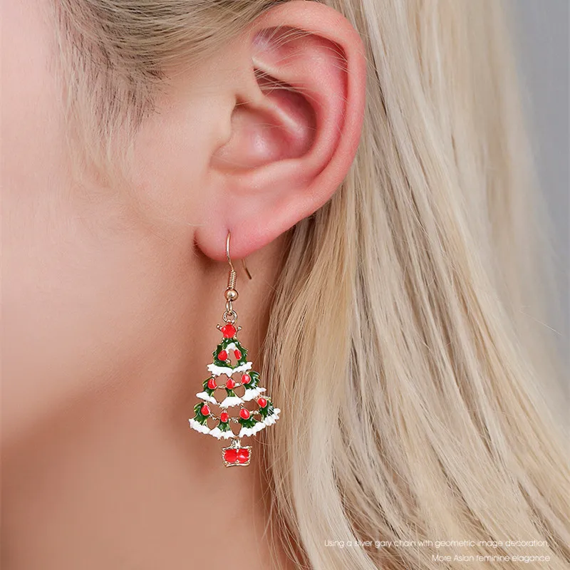Серьги в форме рождественской ёлки ожерелье снежинки серьги Счастливого