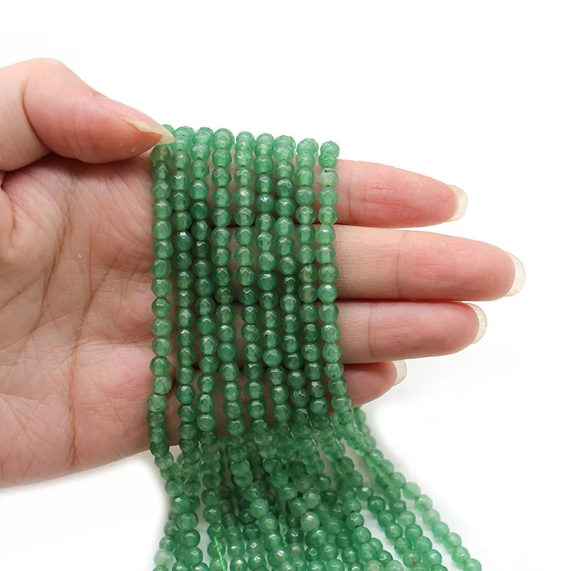 Бусины Из Натурального граненого нефрита камень зелёный авантюрин Размер 6 мм |