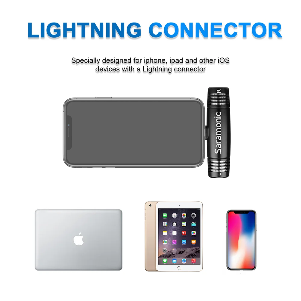 Компактный стереомикрофон Saramonic SPMIC510 Di Plug and play для устройств iOS с разъемом