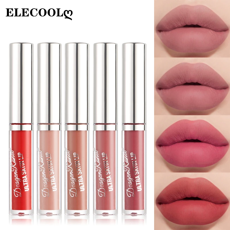 

ELECOOL 12 Colors Lipstick Waterproof Long Lasting Matte+Shimmer Beauty Lip Gloss Glitter Lip Gloss Beauty Red Lip Tint New