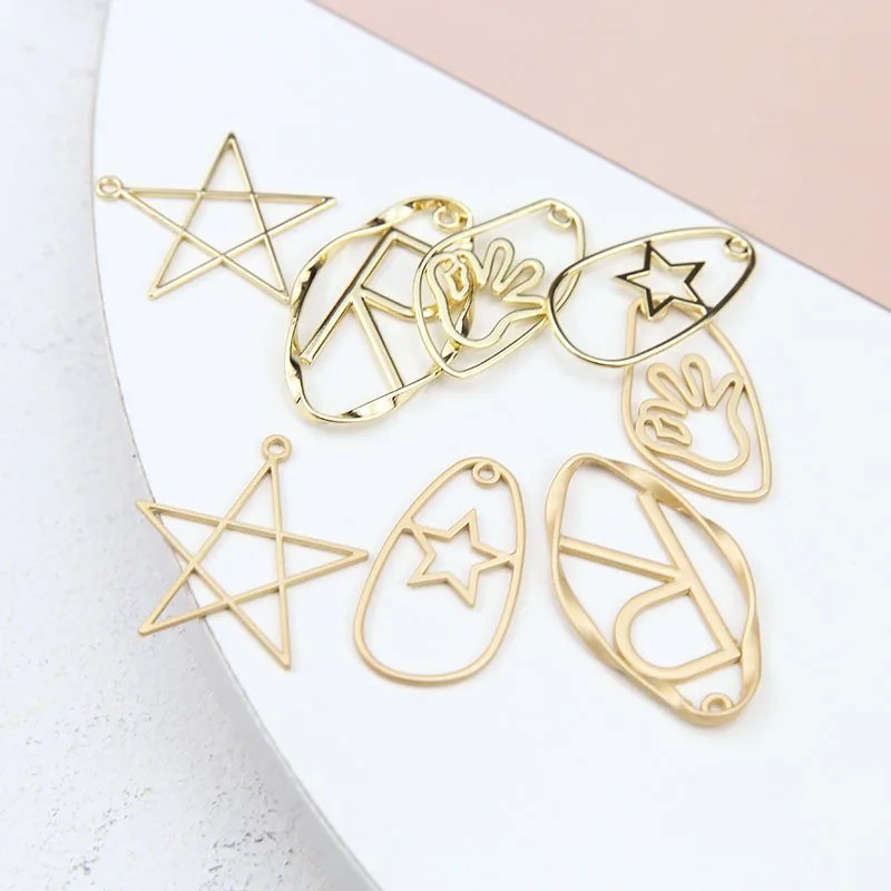 Женские асимметричные серьги в Корейском стиле 10 шт. полые из сплава со звездой