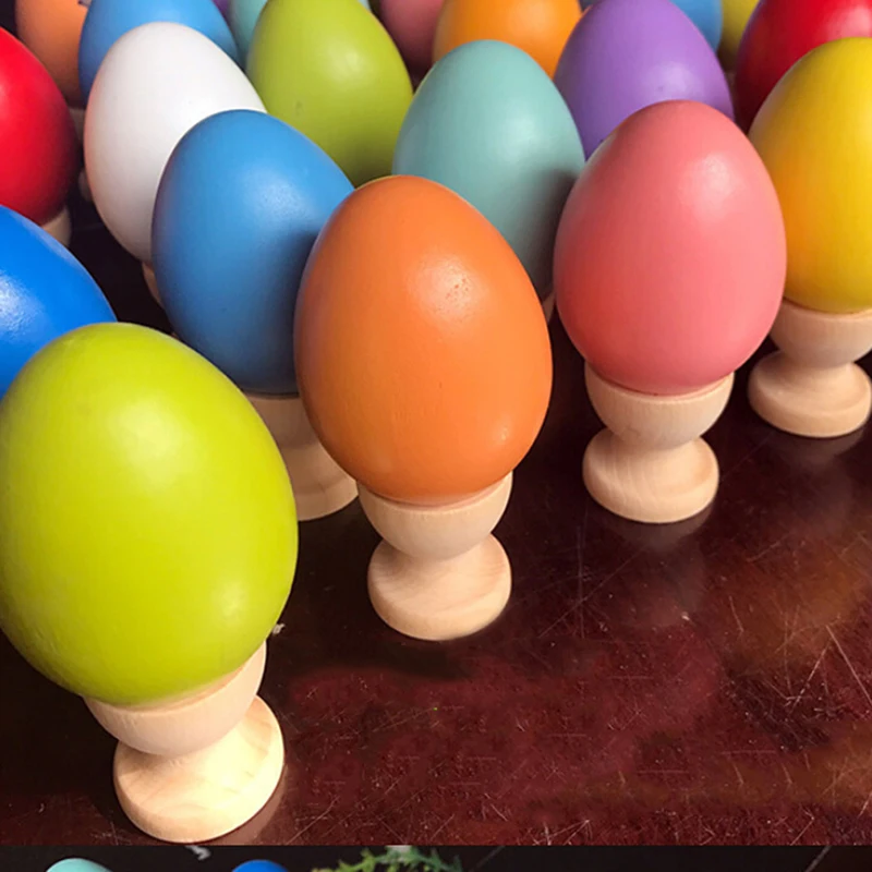 

Wooden eggs children's toys ultra realistic simulation eggs graffiti toys DIY painting colors wooden color