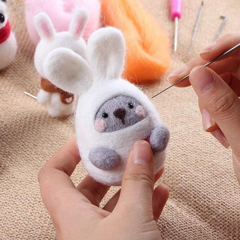 50 г (10 г х 5 цветов) шерсть для иглопробивания набора 19 микрон супертонкой мериносовой овцы мягкая нежная, приятная к коже.