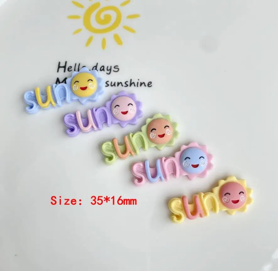 

Cute Flatback Resin Letter Sun Cabochon Scrapbooking DIY Hair Bow Decoration Crafts Children's Hairpin Decoration Accessory