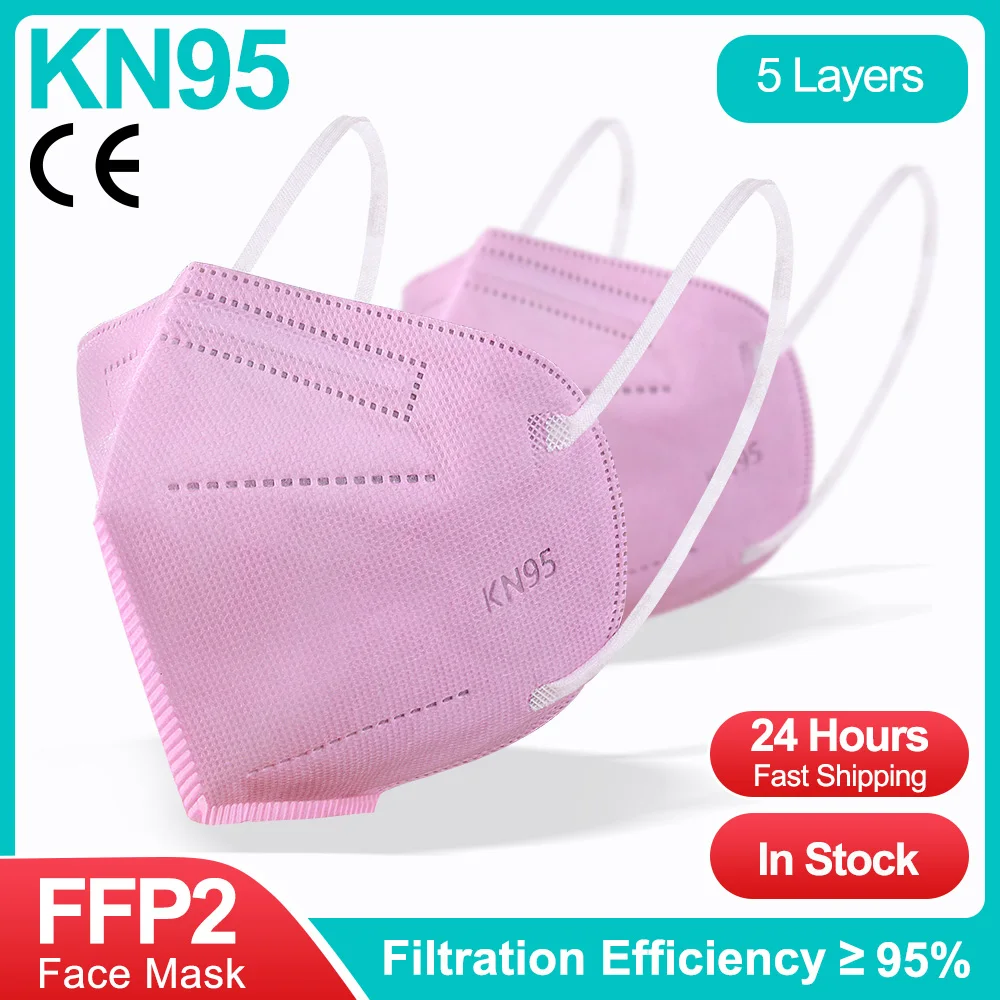 

10-200 Pieces KN95 Mask CE FFP2 Face Masks Pink 5 Layers filter mask ffpp2 maske filtro antipolvo máscara mascarillas mascherine