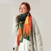 2021 luxury brand cashmere women plaid scarf winter warm shawl wrap bandana pashmina long tassel scarves female thick blanket