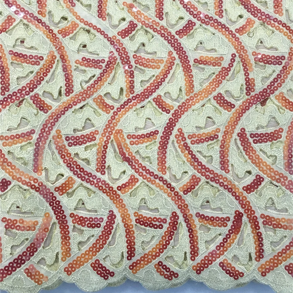 

Anna latest sequin african lace fabric 2020 high quality embroidered laces hollow out design organza fabrics for garment sewing