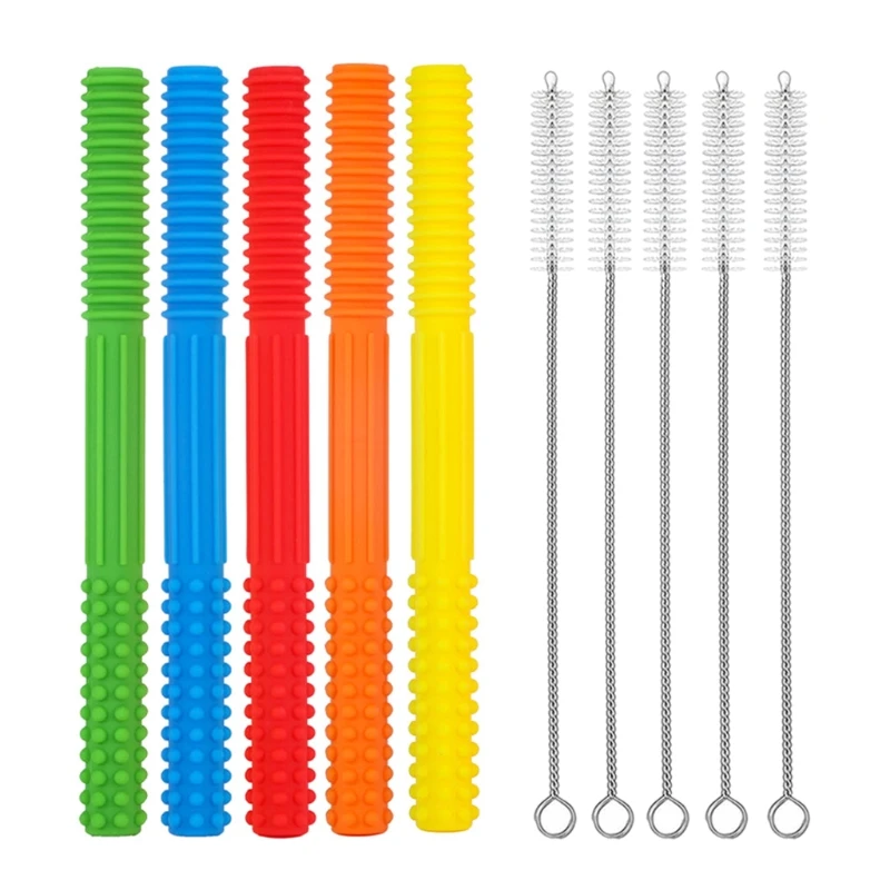 

5 Packs Baby Teether Silicone Grabber Kids Teethers Teething Toy for Children Autism and ADHD Oral Motor Chew Tools