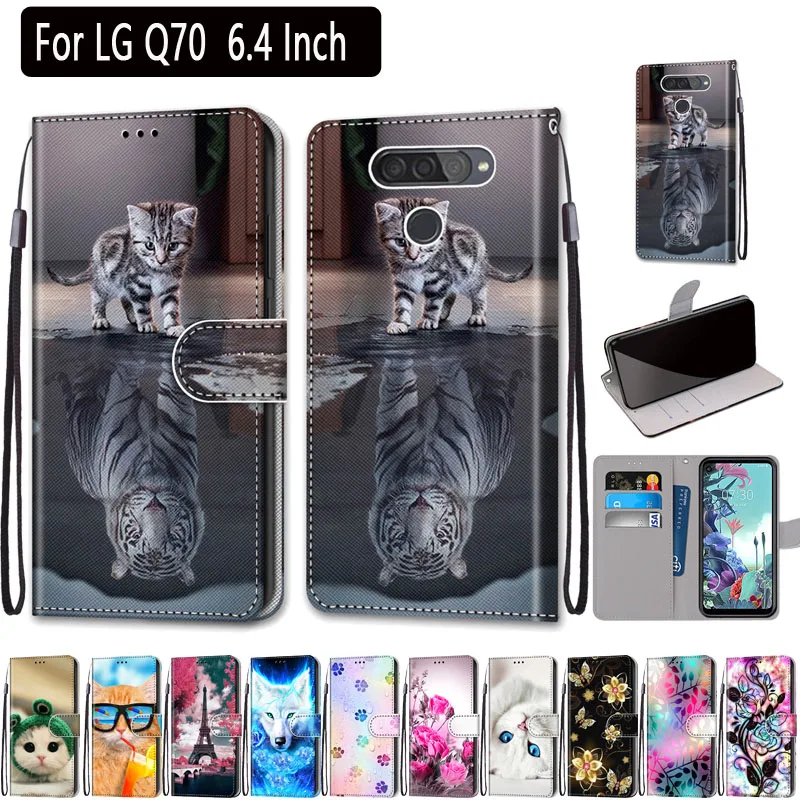 Роскошный флип-чехол-кошелек для LG Q70 милый мультяшный Стильный флип-чехол Q 70 Fundas