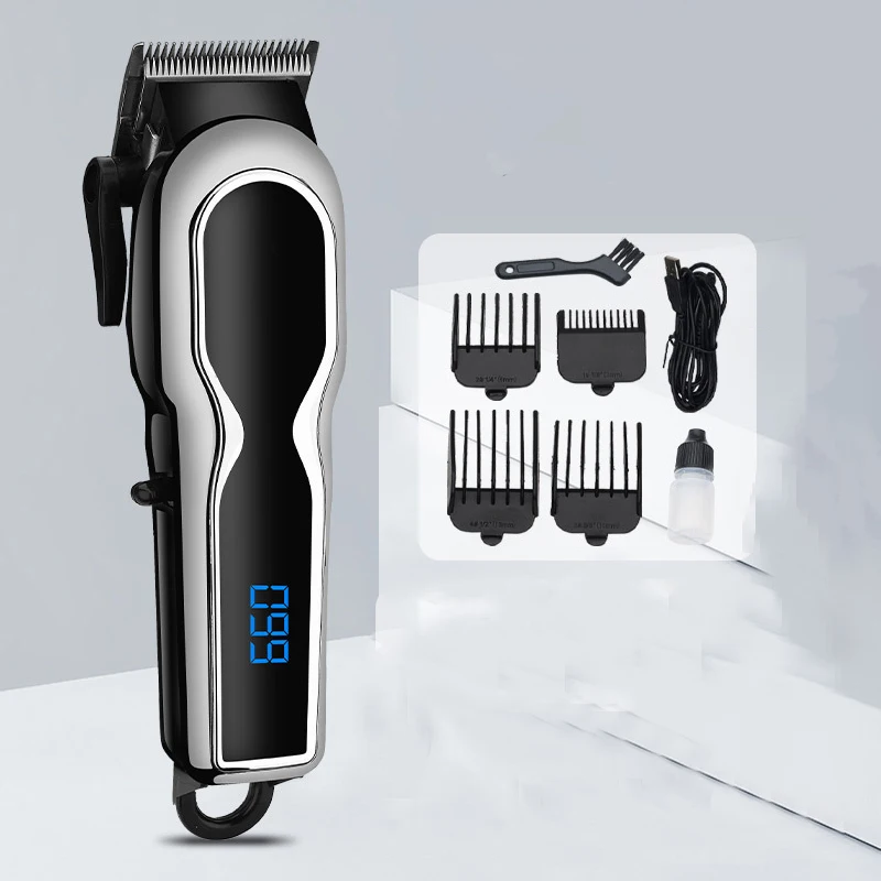 

Professional Men's barber shop hair clipper powerful electric rechargeable hair cutting machine haircut adjustable hair trimmer