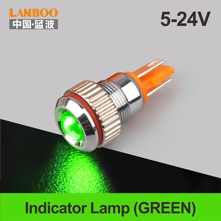 8mm-Green(5-24V) LANBOO 8 мм IP68 водонепроницаемый точечный светильник красный зеленый желтый Буле 12 В 24 в 110 В 250 В светодиодная металлическая контрольная лампа световой индикатор - Цвет: 8mm-Green(5-24V)
