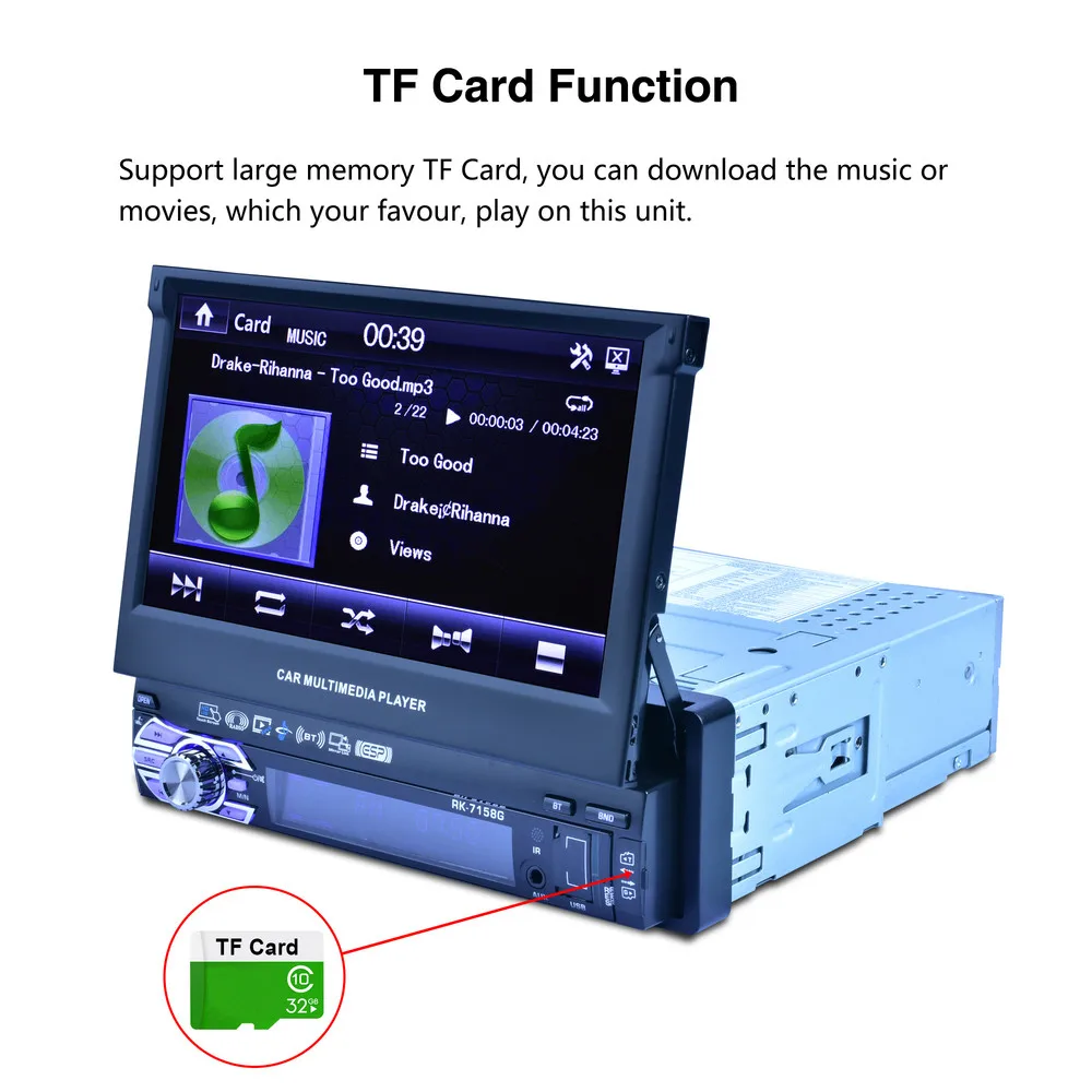 Автомобильный стереорадио Bluetooth 1DIN " HD выдвижной сенсорный экран монитор MP5 плеер SD FM USB камера заднего вида
