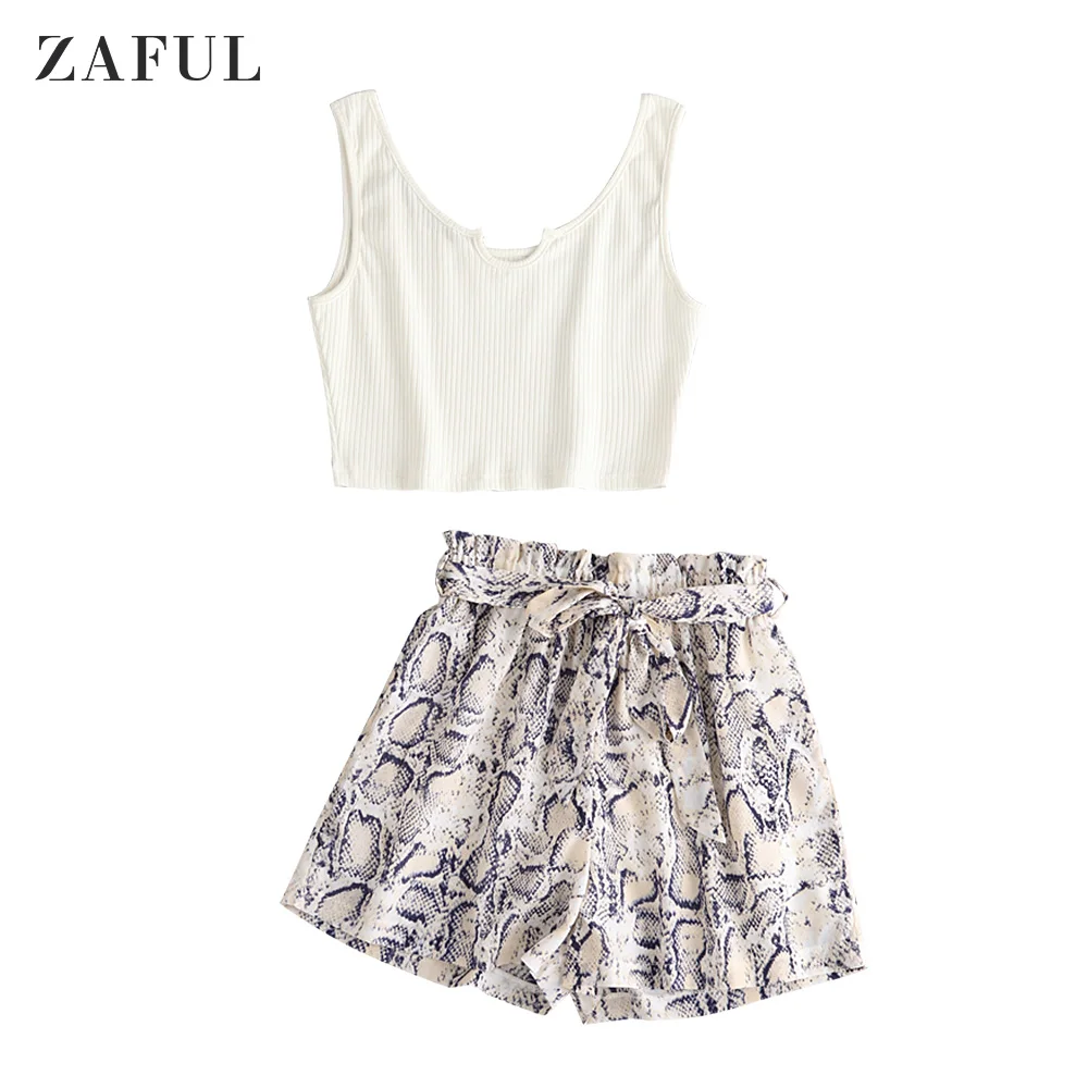 Женский клубный комплект из двух предметов ZAFUL ребристый укороченный топ со