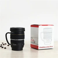 creative promotional gift tea cup 304 stainless steel cup with liner single lens reflex camera camera lens with handle mug