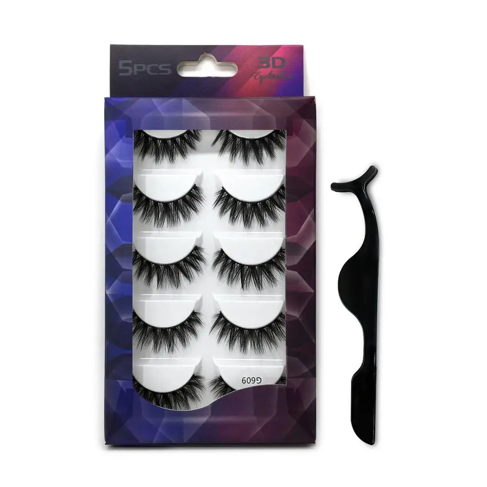 

NEW 5 Pairs 3D Mink Hair Soft False Eyelashes With 1 Tweezer Wispy Thick Long Natural Lashes Eyes Makeup Beauty Extension Tools