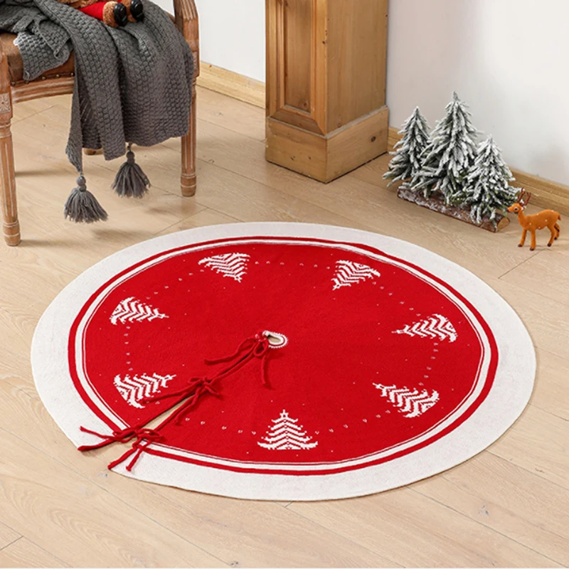 

Christmas Tree Skirt Carpet Round Red Cloth Apron Felt Carpet Floor Skirt New Year Party Home Decoration