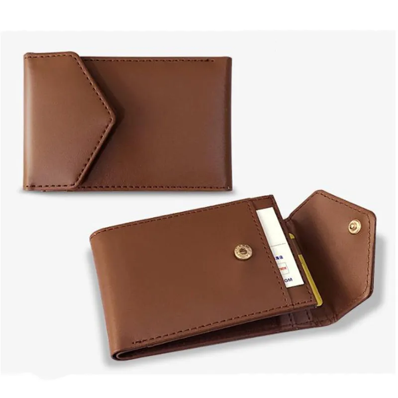 Fashon PU Leather Women Men Money Clip Wallet Solid Male Purses Designer Clip Slim Cash Holder Card Cases