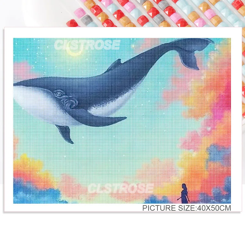 

Animal Diamond Paiting Cross Stitch Kit Ocean Whale Gift Can Be Customized Wall Art for Bedroom and Living Room Decoration